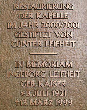 Ggedenktafel Nassauer Friedhofskapelle