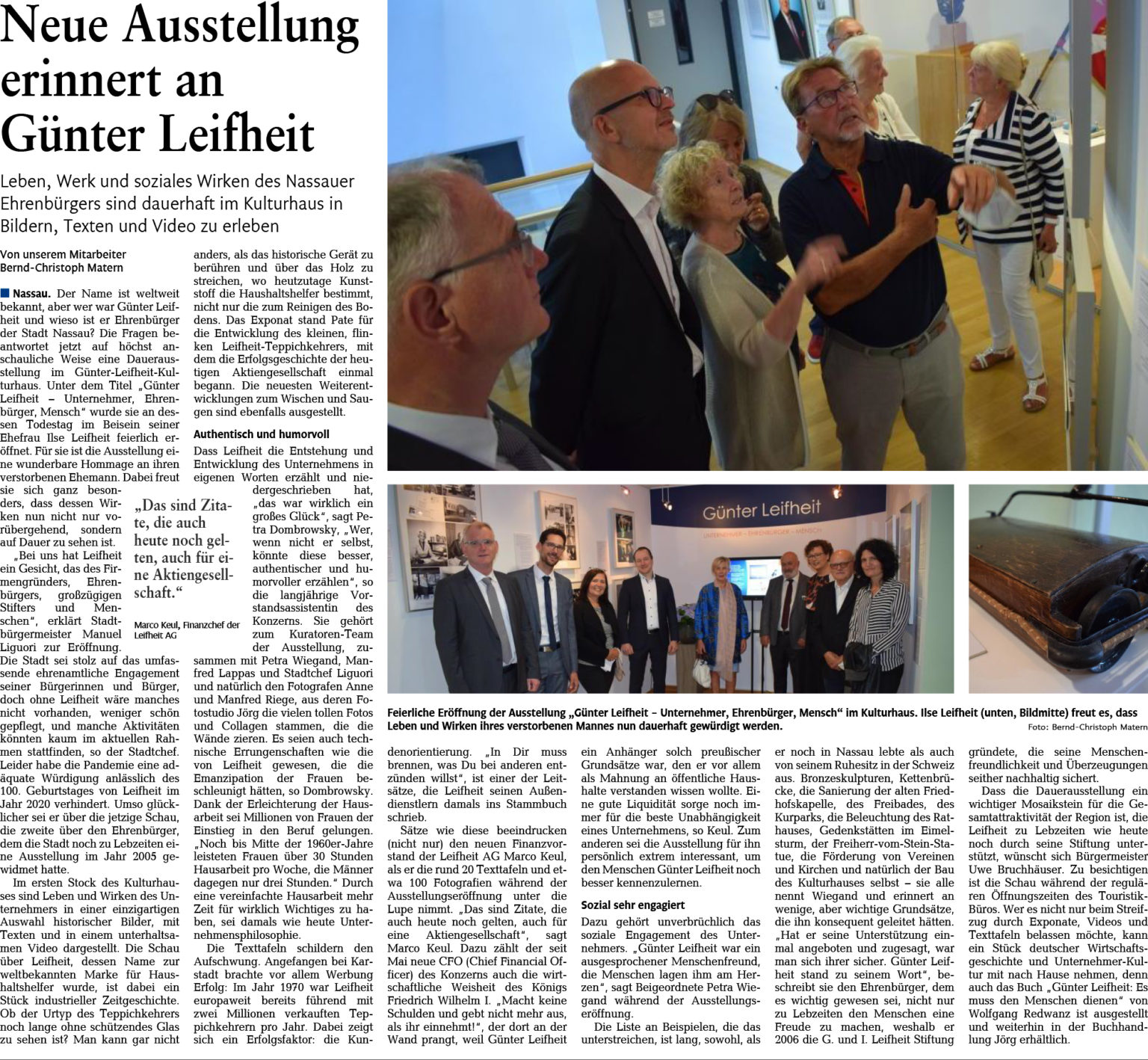 Neue Ausstellung erinnert an Günter Leifheit G. und I. Leifheit